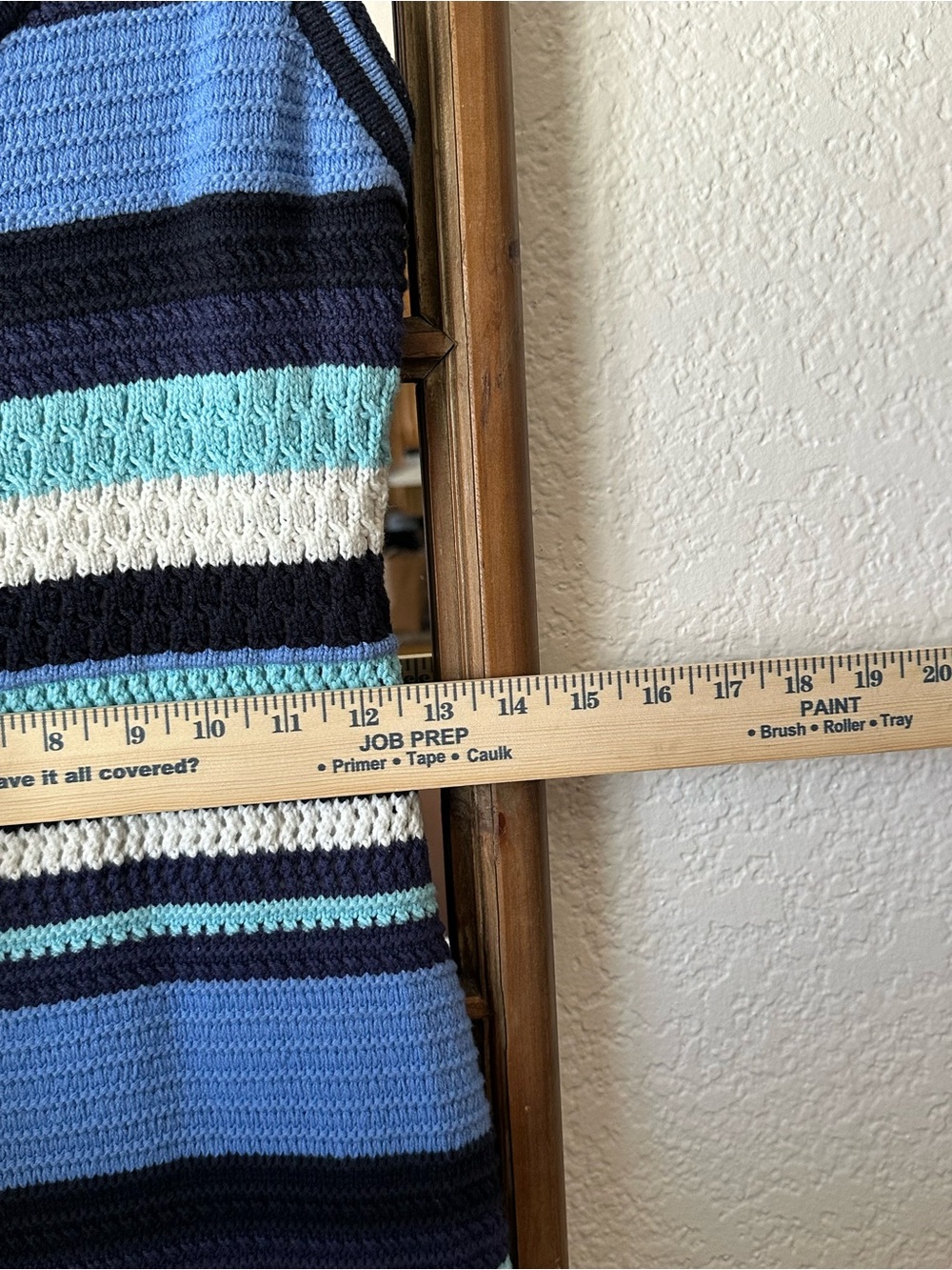 Haute Hippie Style Striped Crochet Knit Sweater Dress Blue Sleeveless Size Small - Picture 6 of 7